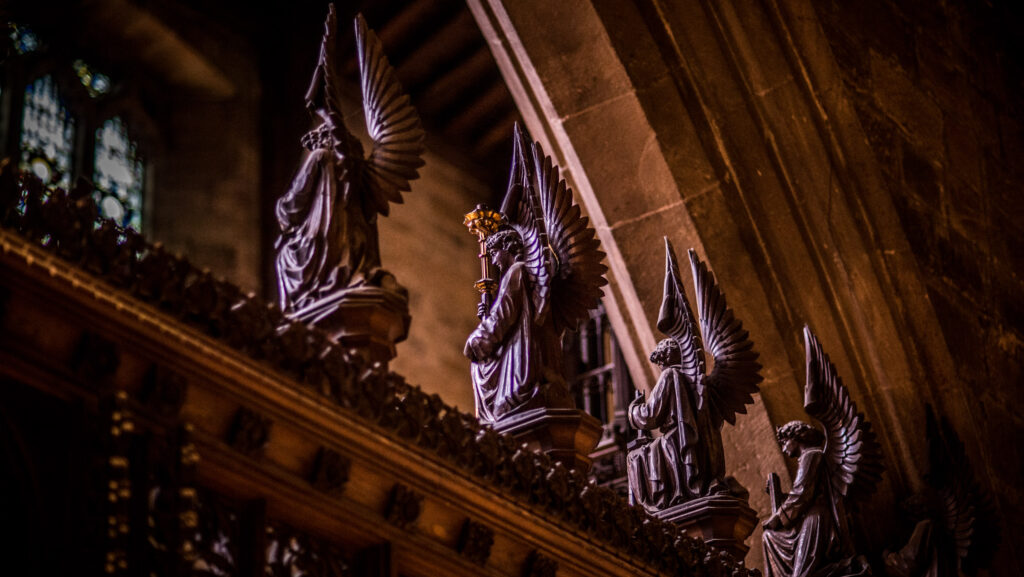 Wood carved angels from the Quire at Newcastle Cathedral