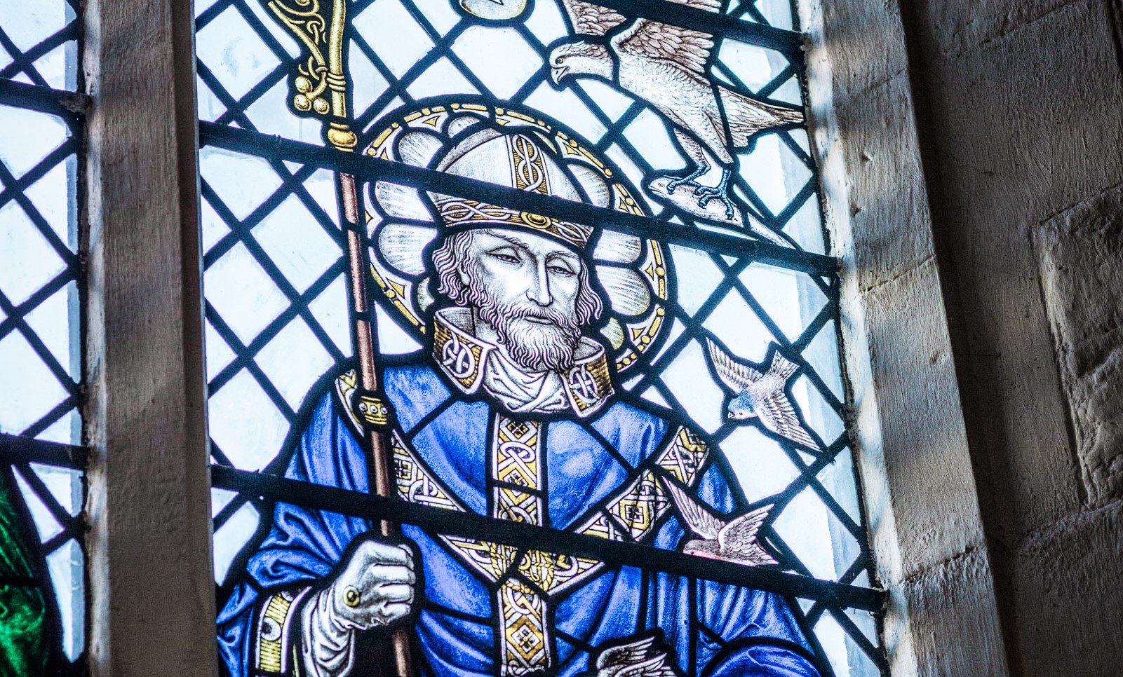St Cuthbert from a stained glass window in St George's Chapel, Newcastle Cathedral